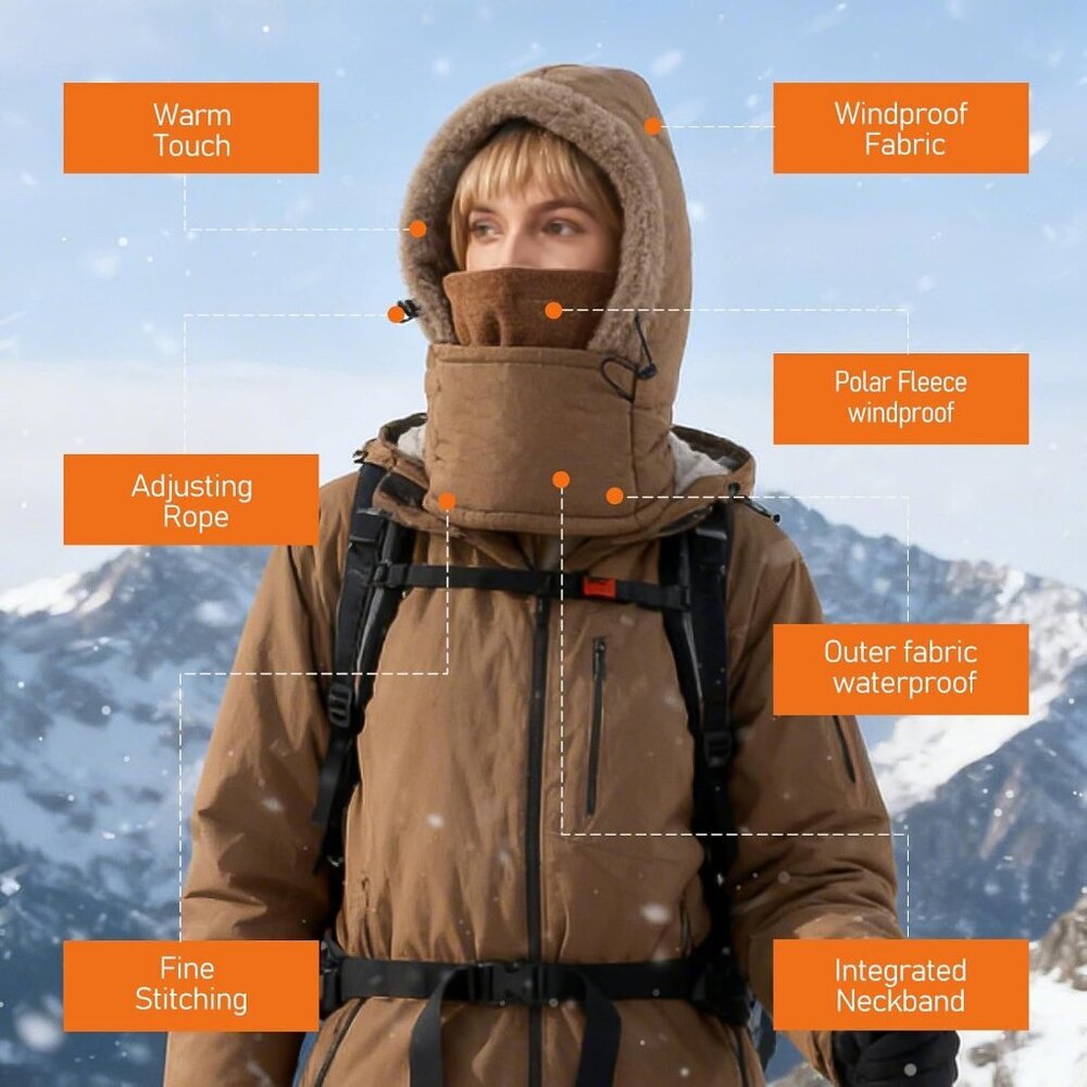 Women's with Face Cover Water Repellent Windproof  Cold Weather Skiing Grey - Picture 6 of 7